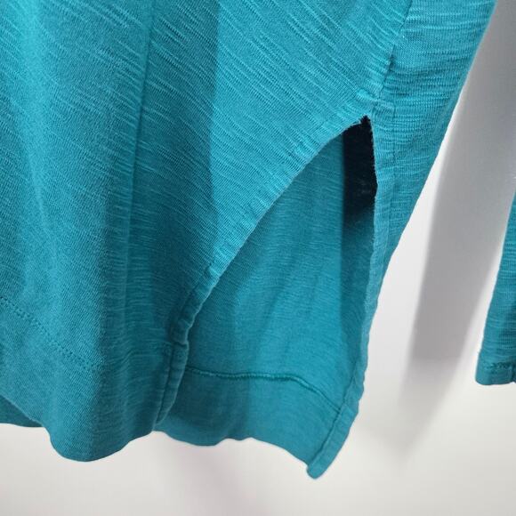 J Jill Shirt Womens L Blue Pima Cotton Cowl Neck Tunic Top Long Sleeve Slit - Picture 5 of 5